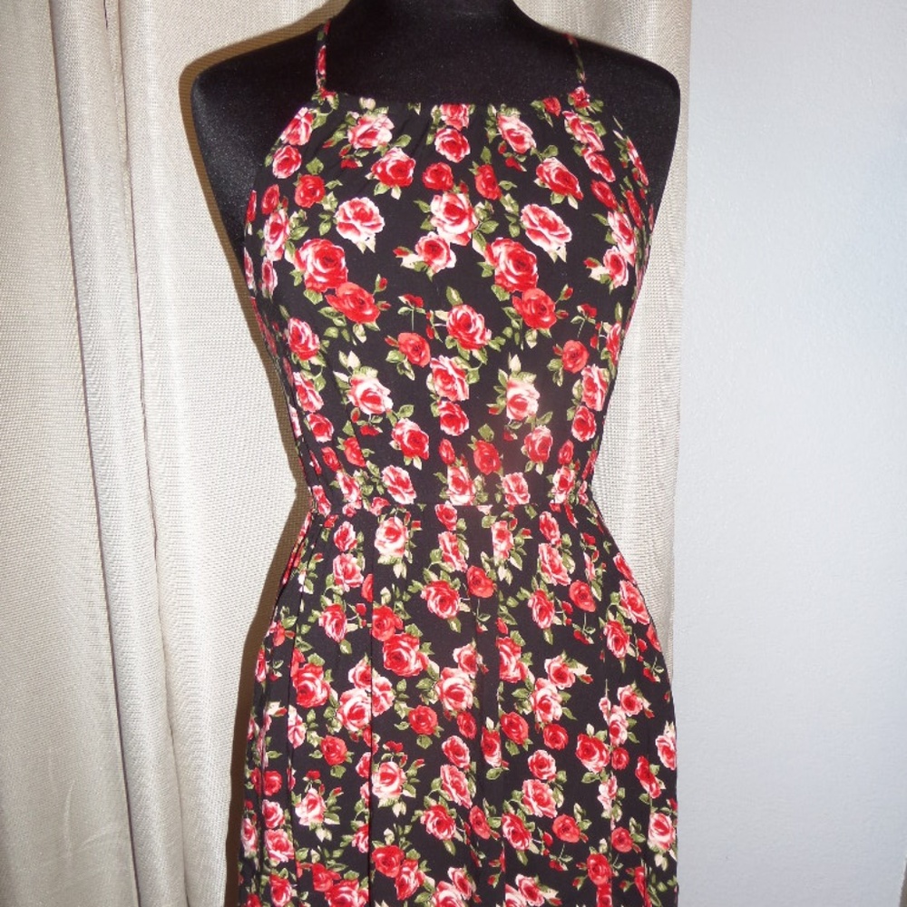 🌵ROSETTE by COOL Womens Black Floral Dress Sz L🌵